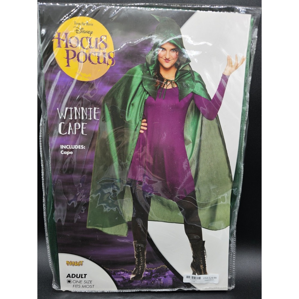 Hocus Pocus Halloween Costume Winifred Sanderson's Cape W/ Hood Adult One Size